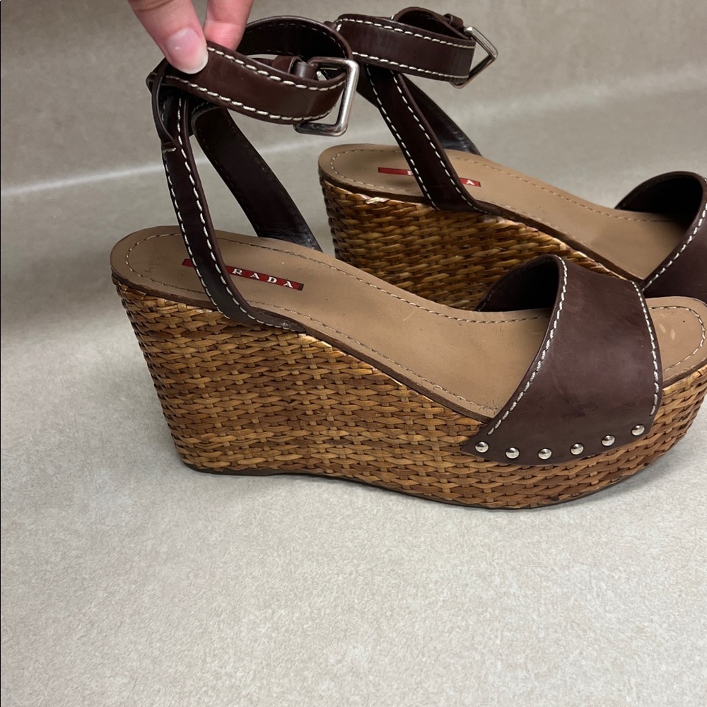 Prada Leather Espadrilles Wedges - Picture 4 of 11